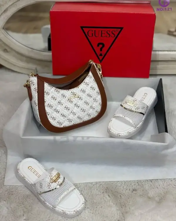 İthal Guess Kadın Çanta &amp; Terlik Seti